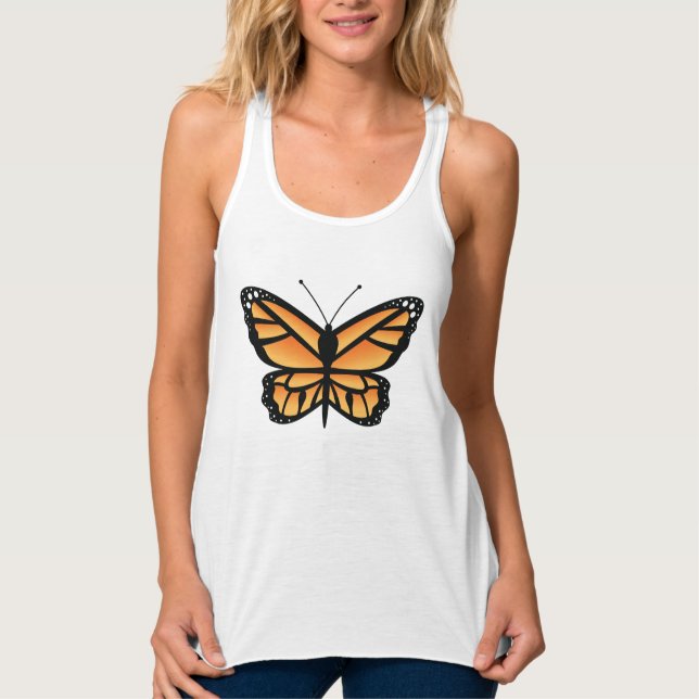 Camiseta Con Tirantes Hermoso Ilustracion de mariposa monarca Naranja (Anverso)