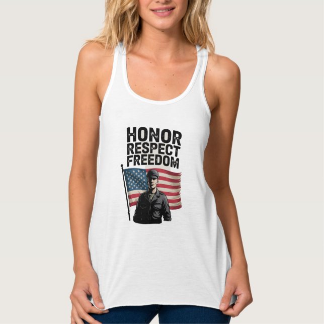 Camiseta Con Tirantes Héroes Veterano Día Diseño Patriótico (Anverso)