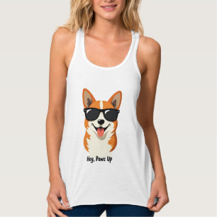 Camiseta Con Tirantes Hey Vintage, Patas Arriba Corgi con Gafas de Sol L