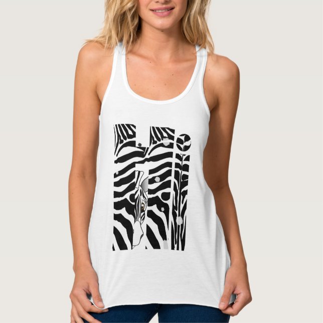 Camiseta Con Tirantes "Hi" Zebra Black/White Strips Resumen Trendy (Anverso)