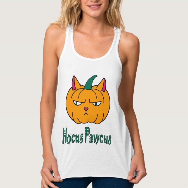 Camiseta Con Tirantes Hocucus pawcus Halloween calabaza ginger cat magia (Anverso)