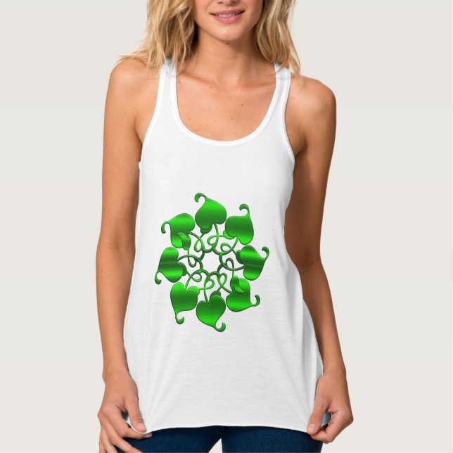 Camiseta Con Tirantes hojas de círculo mandala verde (Anverso)