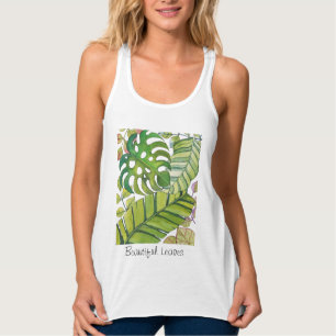 Camiseta Con Tirantes Hojas tropicales cortas en acuarela