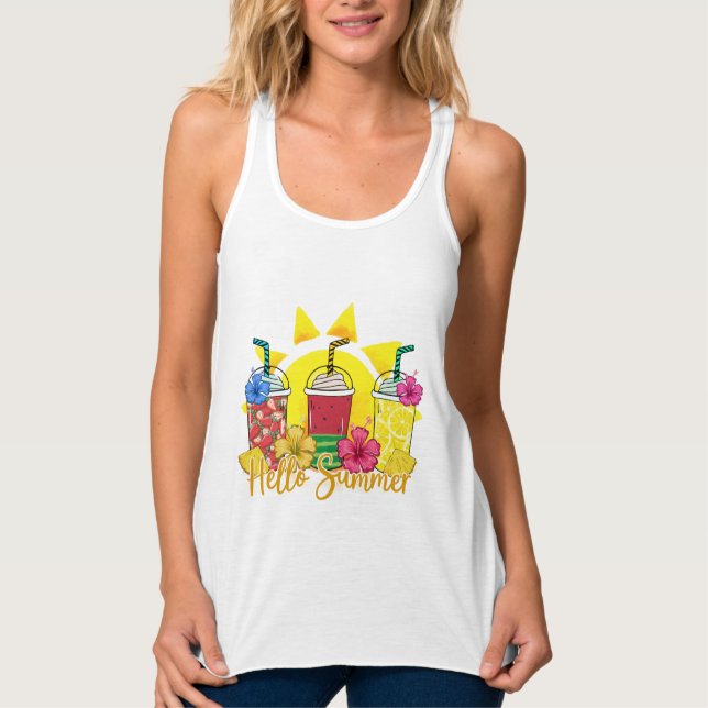 Camiseta Con Tirantes Hola, verano, mujeres (Anverso)