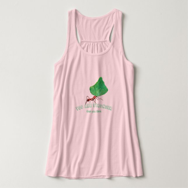 Camiseta Con Tirantes Hormiga con hojas grandes - Eres más fuerte (Diseño del anverso)