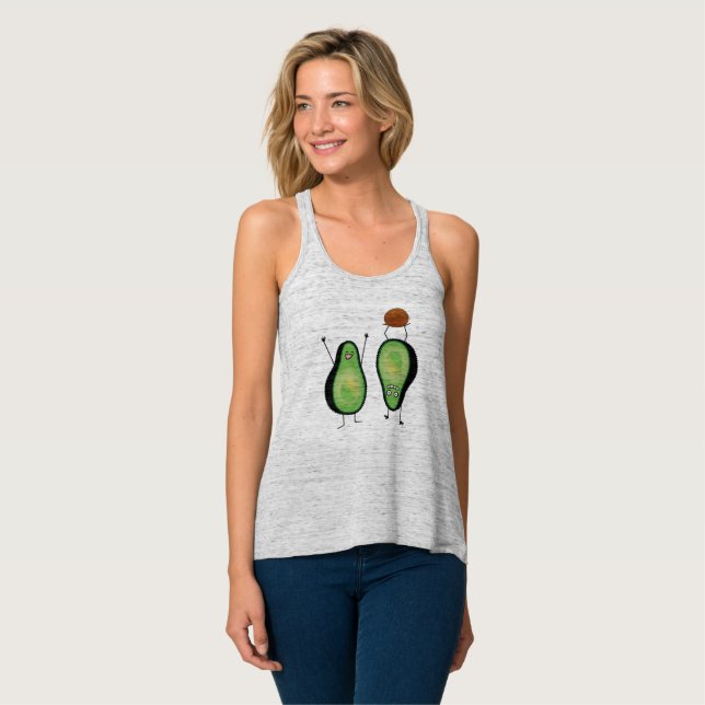 Camiseta Con Tirantes Hoyo verde divertido del handstand del aguacate (Anverso completo)