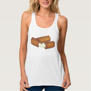 Camiseta Con Tirantes Hueso de queso mozzarella frito comida chatarra