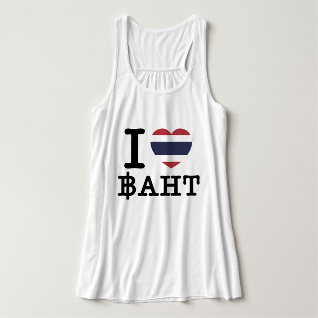 Camiseta Con Tirantes I Heart (Love) Baht (Diseño del anverso)