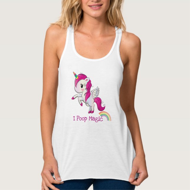 Camiseta Con Tirantes I Poop Magic Funny Unicorn Dice (Anverso)