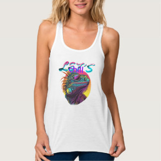 Camiseta Con Tirantes Iguana Neon - Arte Lizard Retro 80