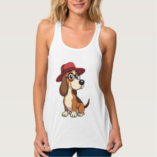 Camiseta Con Tirantes Ilustración de dibujo animado de Basset Hound vint