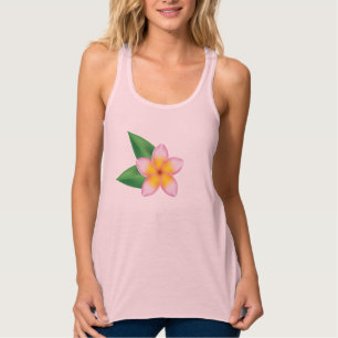 Camiseta Con Tirantes Ilustracion de Flor Tropical Frangipani Rosa