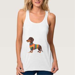 Camiseta Con Tirantes Ilustración de perro largo dachshund lindo con sué