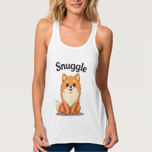 Camiseta Con Tirantes Ilustración de perro lindo Pomerania Snuggle Vinta