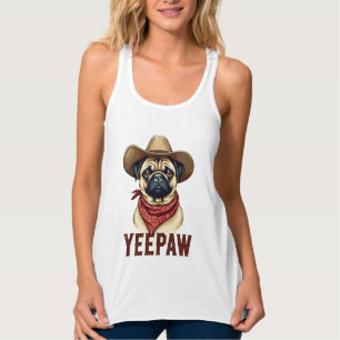 Camiseta Con Tirantes Ilustración de perro occidental YeePaw Pug vaquero