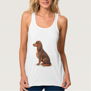Camiseta Con Tirantes Ilustración de perro vista trasera de Dachshund vi