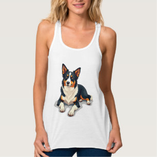 Camiseta Con Tirantes Ilustración de retrato de perro Border Collie tric