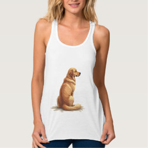 Camiseta Con Tirantes Ilustración de Retrovisor de Retriever Dorado para