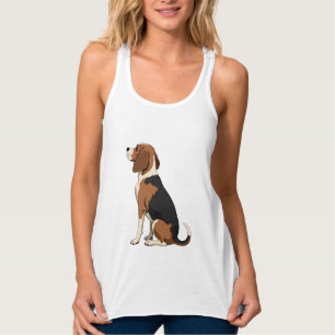 Camiseta Con Tirantes Ilustración de vista trasera de perro Beagle vinta