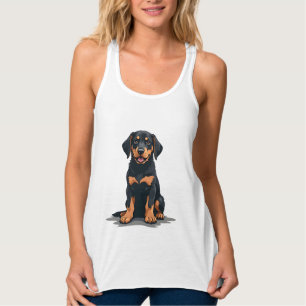 Camiseta Con Tirantes Ilustración de vista trasera de perro negro y bron