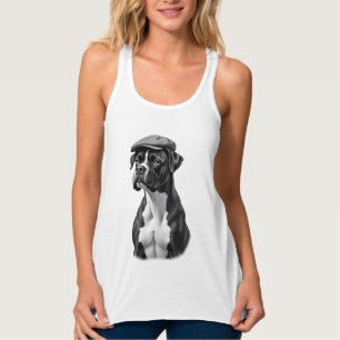 Camiseta Con Tirantes Ilustración Gráfica Monocroma de Boxer Antiguo con
