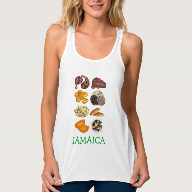 Camiseta Con Tirantes JAMAICA Jamaican Foods Caribbean Island Cuisine (Anverso)