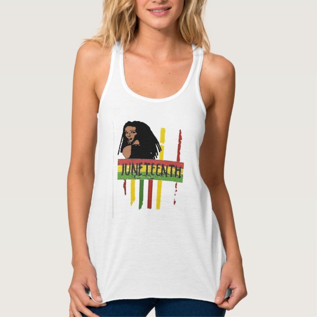 Camiseta Con Tirantes June Teenth flag lady T-Shirt (Anverso)