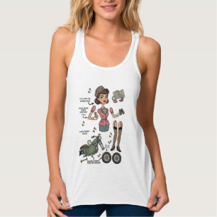 Camiseta Con Tirantes Kit de muñecas de papel de estilo vintage aventura