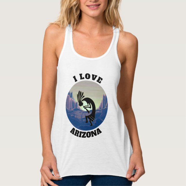 Camiseta Con Tirantes Kokopelli I Love Arizona Blue Dusk Modern Desert (Anverso)