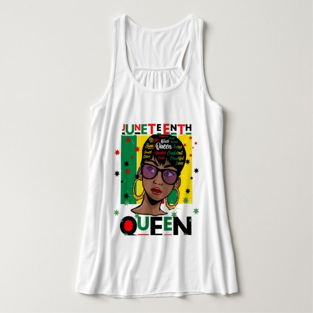 Camiseta Con Tirantes La decimoctava reina Melanin Sista Chica negro (Diseño del anverso)