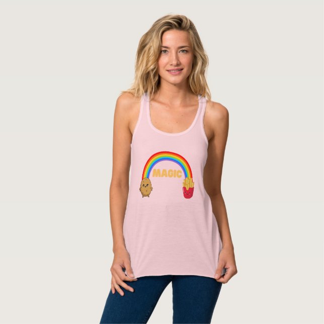 Camiseta Con Tirantes La papa se transforma en chips con un arco iris (Anverso completo)