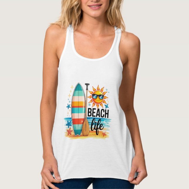Camiseta Con Tirantes La vida en la playa  (Anverso)