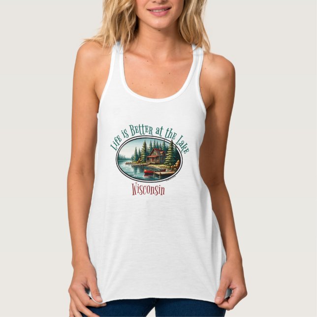 Camiseta Con Tirantes La vida es mejor en el lago (Anverso)