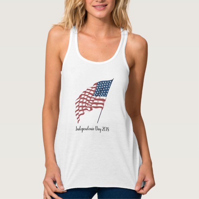 Camiseta Con Tirantes La vieja bandera patriotica estadounidense ondeand (Anverso)