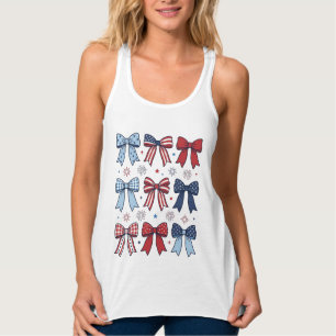 Camiseta Con Tirantes Lazos Coquetos Patrióticos Diseño Vectorial Vintag