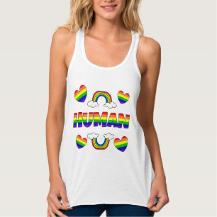 Camiseta Con Tirantes Letras de arcoíris humano LGBTQ+