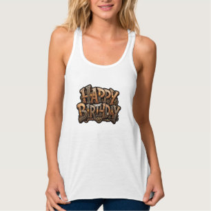 Camiseta Con Tirantes Letras de feliz cumpleaños steampunk