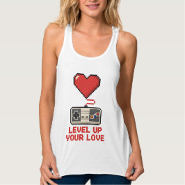 Camiseta Con Tirantes Level Up Your Love, Retro Pixel Gaming Design