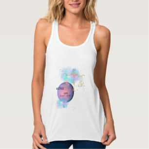 Camiseta Con Tirantes Libra Zodiac Typografía Purpurina de Planeta Astro
