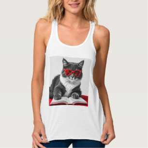 Camiseta Con Tirantes Libro de lectura de gatos