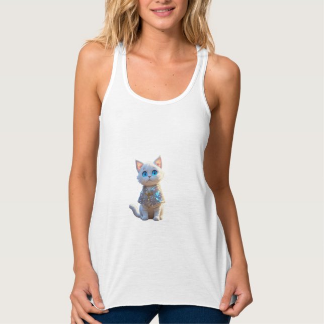Camiseta Con Tirantes lindo gato (Anverso)