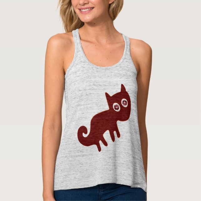 Camiseta Con Tirantes Líneas de zorro rojo o gato nazca de ojos masticad (Anverso)