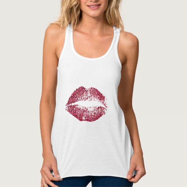 Camiseta Con Tirantes Lips de Purpurina rojo (Anverso)
