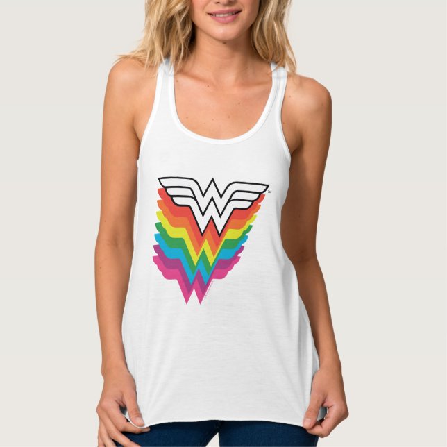 Camiseta Con Tirantes Logo del arco iris de mujer maravilla (Anverso)