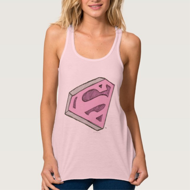 Camiseta Con Tirantes Logo rosa esbozado de superchica (Anverso)