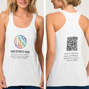Camiseta Con Tirantes Logotipo comercial impreso y código QR del Persona