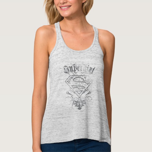 Camiseta Con Tirantes Logotipo Supergirl Fancy Silver (Anverso)