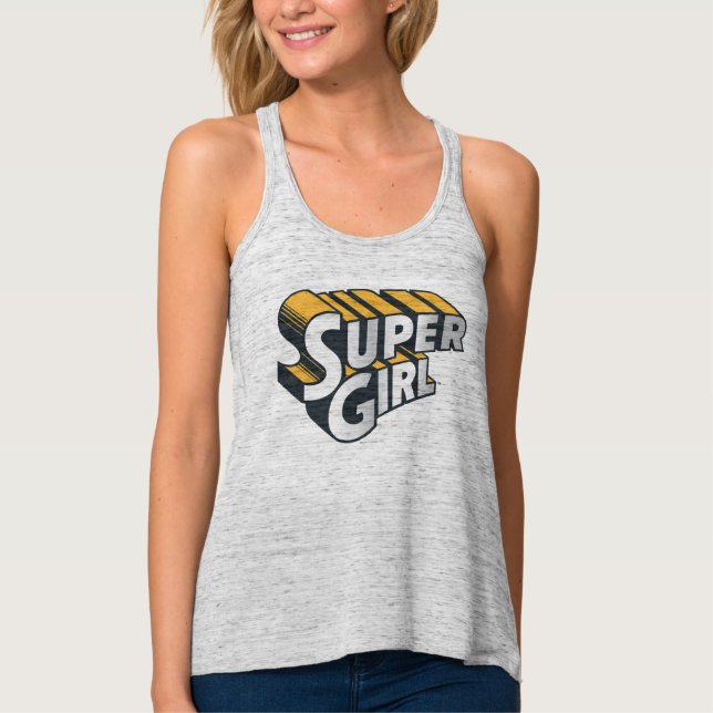Camiseta Con Tirantes Logotipo Supergirl Silver y Naranja (Anverso)