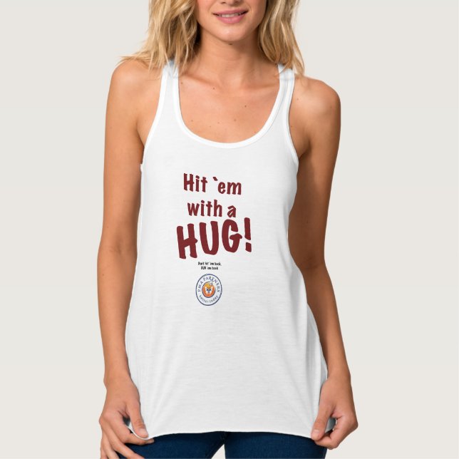 Camiseta Con Tirantes Los chicas "golpearon con un tanque de HUG!". (Anverso)