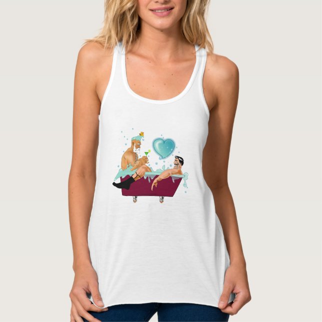 Camiseta Con Tirantes Los dos hombres gay de SlipperyJoe aman la bañera  (Anverso)